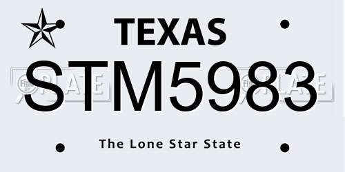 STM5983 Texas License Plate