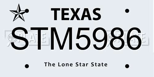 STM5986 Texas License Plate