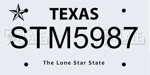 STM5987 Texas License Plate