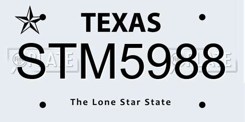 STM5988 Texas License Plate