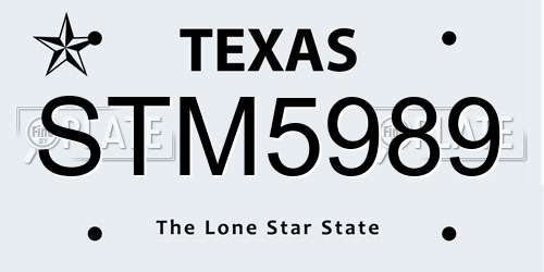 STM5989 Texas License Plate