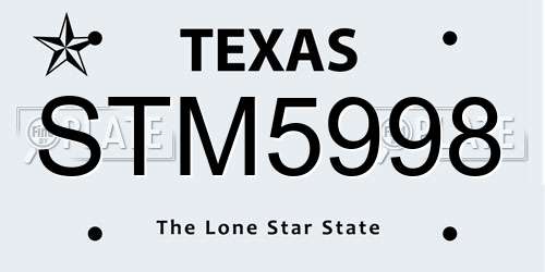 STM5998 Texas License Plate