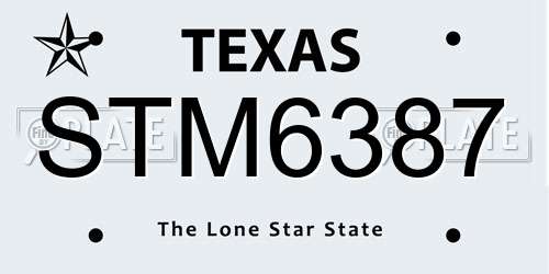 STM6387 Texas License Plate