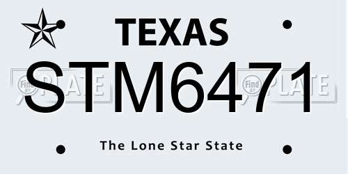 STM6471 Texas License Plate