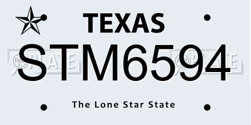 STM6594 Texas License Plate