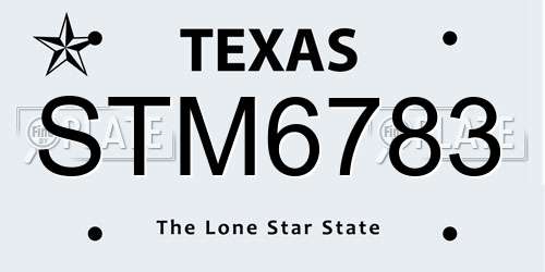 STM6783 Texas License Plate