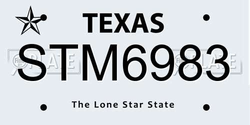 STM6983 Texas License Plate