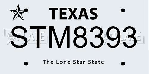 STM8393 Texas License Plate