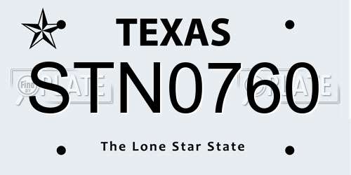 STN0760 Texas License Plate