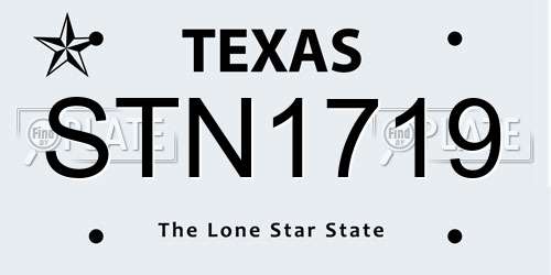 STN1719 Texas License Plate