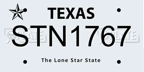 STN1767 Texas License Plate