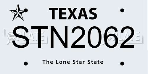STN2062 Texas License Plate