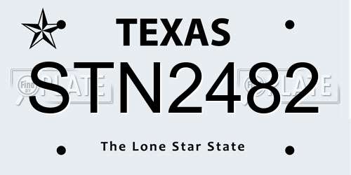 STN2482 Texas License Plate