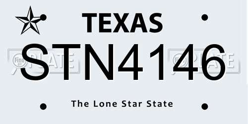 STN4146 Texas License Plate