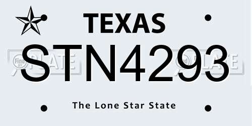 STN4293 Texas License Plate