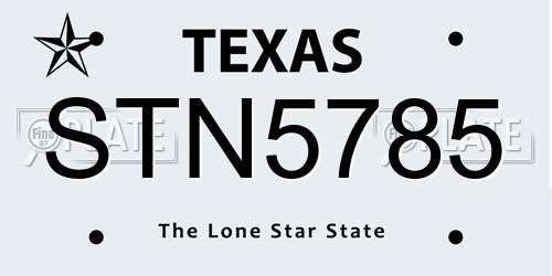 STN5785 Texas License Plate