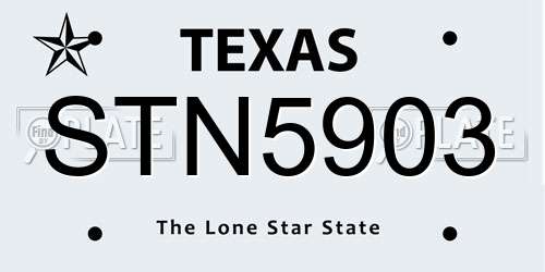 STN5903 Texas License Plate