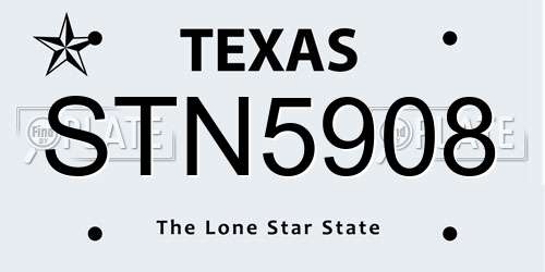 STN5908 Texas License Plate