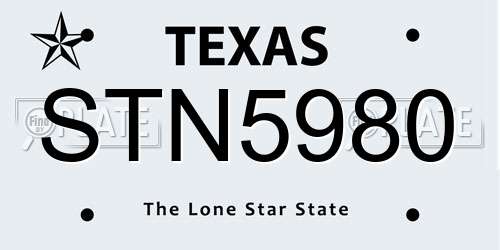 STN5980 Texas License Plate