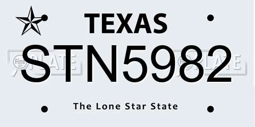 STN5982 Texas License Plate