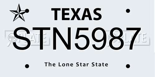STN5987 Texas License Plate
