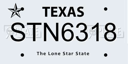 STN6318 Texas License Plate