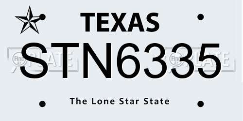 STN6335 Texas License Plate