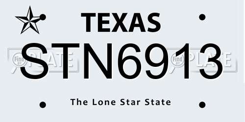 STN6913 Texas License Plate
