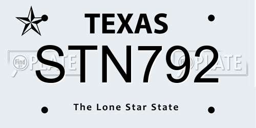 STN792 Texas License Plate