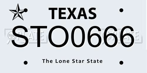 STO0666 Texas License Plate
