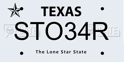 STO34R Texas License Plate