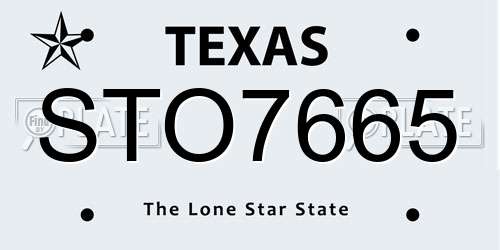 STO7665 Texas License Plate