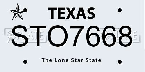 STO7668 Texas License Plate