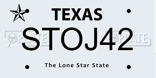 STOJ42 Texas License Plate