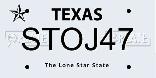 STOJ47 Texas License Plate