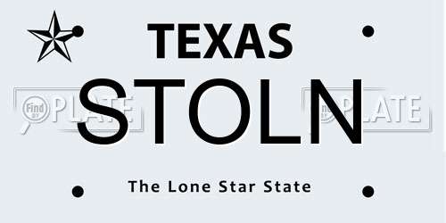 STOLN Texas License Plate