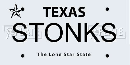 STONKS Texas License Plate