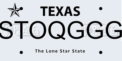 STOQGGG Texas License Plate