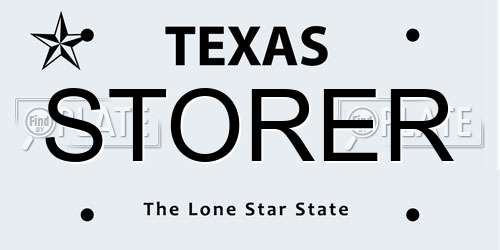 STORER Texas License Plate