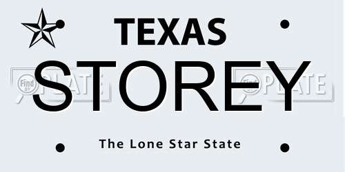 STOREY Texas License Plate