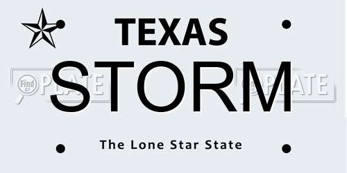 STORM Texas License Plate
