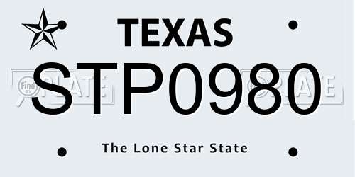 STP0980 Texas License Plate