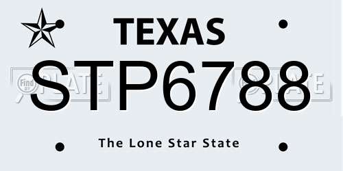 STP6788 Texas License Plate