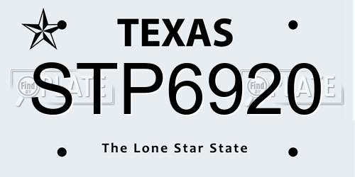 STP6920 Texas License Plate