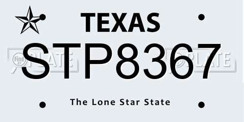 STP8367 Texas License Plate
