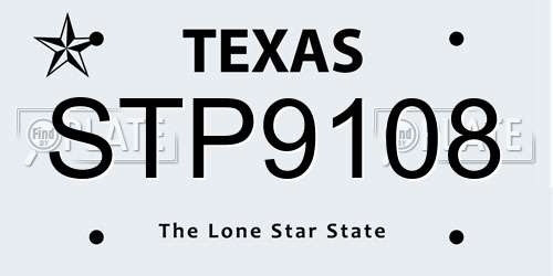 STP9108 Texas License Plate