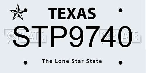 STP9740 Texas License Plate