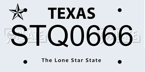 STQ0666 Texas License Plate