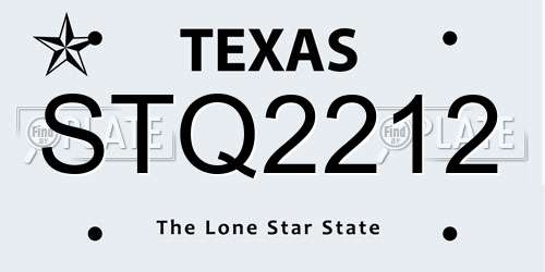 STQ2212 Texas License Plate