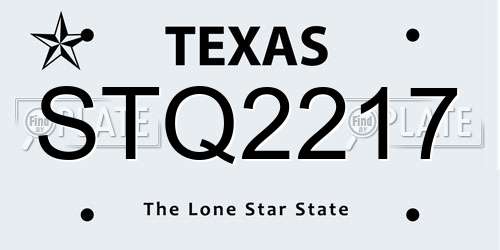 STQ2217 Texas License Plate